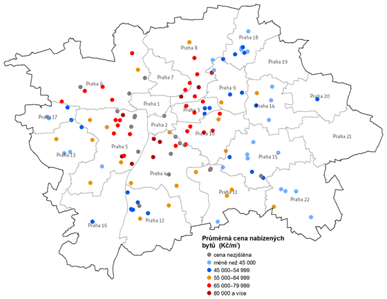 Schéma 1. Průměrné nabídkové ceny bytů v rámci aktuálních developerských projektů 2015 Schéma 1. Průměrné nabídkové ceny bytů v rámci aktuálních developerských projektů 2015