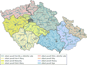 Mapa oblastí povodí -- klikněte pro větší obrázek (75 kB)