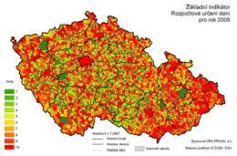 Kartogram: Rozpočtové určení daní pro rok 2008 (81 kB)