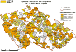 Vybrané a nevybrané MAS v opatření IV.1.1. Místní akční skupina