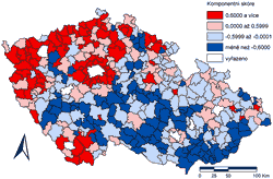 Obr. 2. Územní rozložení komponenty Růst