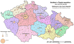 Obr. 1. Osídlení v České republice (obce nad 500 obyvatel)