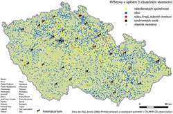 Obr. 3: Hřbitovy v Česku podle typu vlastníka, rozmístění krematorií