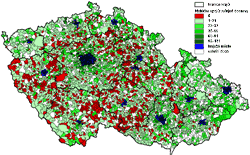 Obr. 2. Počet spojů veřejné dopravy odjíždějících z obcí do 3000 obyvatel v sobotu (2008)