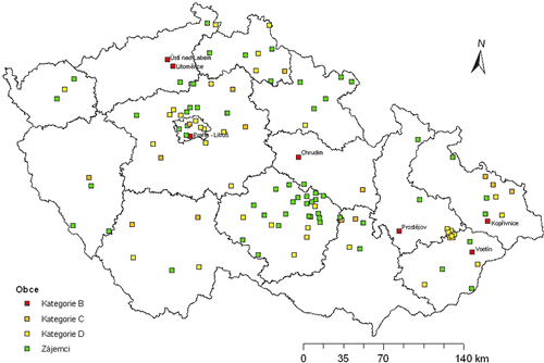 Obr. č. 1. Přehled obcí a měst ČR zavádějících MA21 – stav k roku 2009