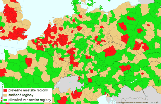 Obr. 1. Nová městsko-venkovská typologie regionů NUTS 3