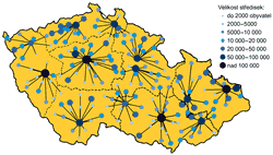 Obr. 3. Přirozená síť středisek vyššího významu