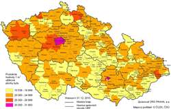 Průměrné hodnoty užitkové plochy bytů v nových RD dokončených v letech 2007–2010 podle SO ORP
