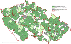 Mapa stávajícího rozložení MAS v ČR