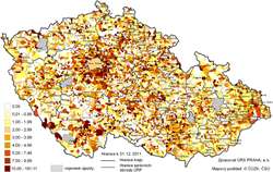 Intenzita bytové výstavby v roce 2011 podle obcí ve správních obvodech ORP