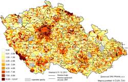 Intenzita bytové výstavby v roce 2011 podle obcí ve správních obvodech ORP