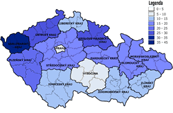 Osobní bankroty v přepočtu na 10 000 obyvatel v roce 2012