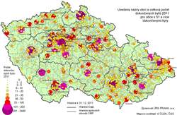 Rozmístění nové bytové výstavby 2011 podle obcí
