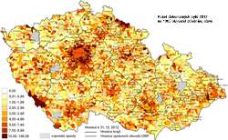 Intenzita bytové výstavby 1997–2012 podle obcí ve správních obvodech ORP