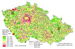 Obr. 1. Index vývoje počtu obyvatel 2009–2014 podle obcí