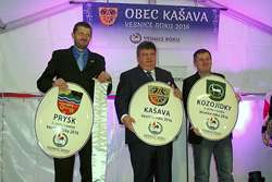 Starostové obcí, které se umístily na prvních třech místech v celostátním kole – Bc. Jan Sviták, starosta obce Prysk; Josef Jarcovják, starosta Vesnice roku 2016 a Bc. Jan Březina, starosta obce Kozojídky, která se umístila na třetím místě