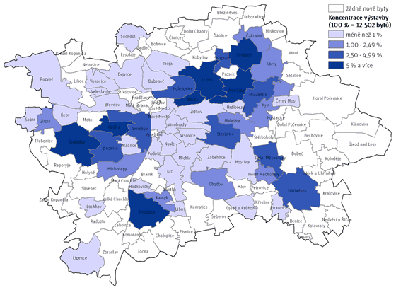 Schéma 2. Koncentrace bytové výstavby v Praze