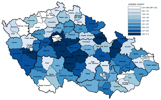 Investiční transfery přijaté obcemi v přepočtu na 1 obyvatele